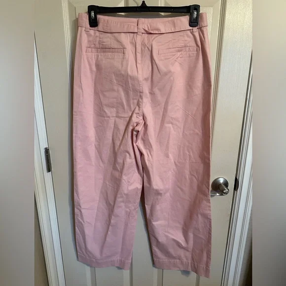 Time and Tru Wide Leg Relaxed Fit w Soft Tie Waist Cropped Pants, Light Pink, 12 - Picture 4 of 7